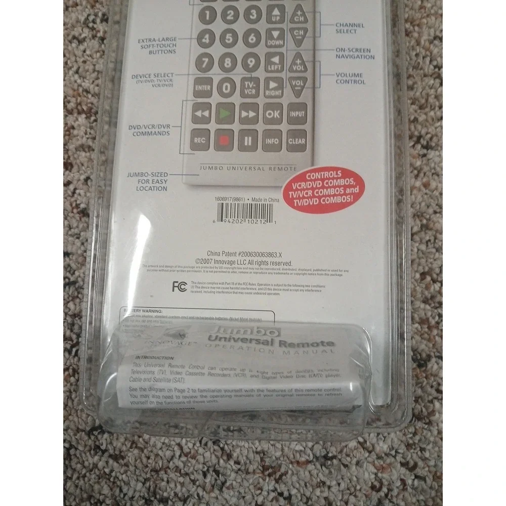 Jumbo Big Button Universal IR Remote Control TV VCR DVD Cable Satellite New